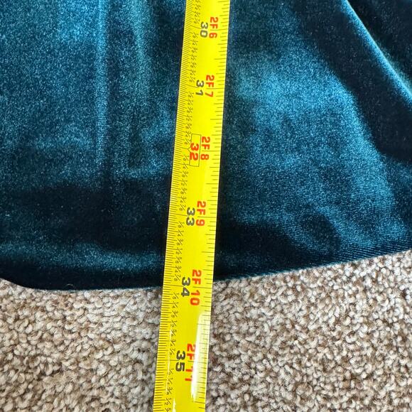 Vince Camuto Size 0 Twist Front Long Sleeve Velvet Dress Jewel Green Wicked - Picture 12 of 14